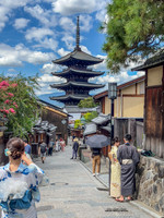 Kyoto road with Temple